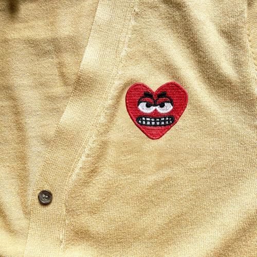 Christmas Santa Claus Printing Men Cardigan V-Neck Red Snag Eyes Heart Embroidery Cotton Button Casual Fit Open Front Sweater2