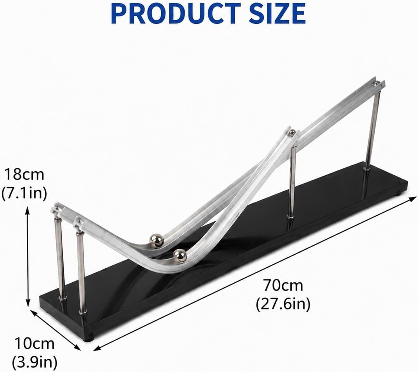 Set dimostrativo di fisica sullinerzia: apparecchio didattico per lo studio di moto e forza con 2 sfere dacciaio, struttura in lega di alluminio, strumento didattico STEM per la classe.