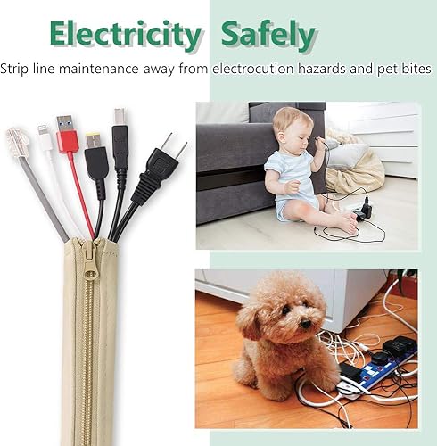 Miniatura 6 de StangH Organizador de mangas para organizar cables, 19 pulgadas, para el hogar y la oficina, con cremallera, organizador de cables, envoltura