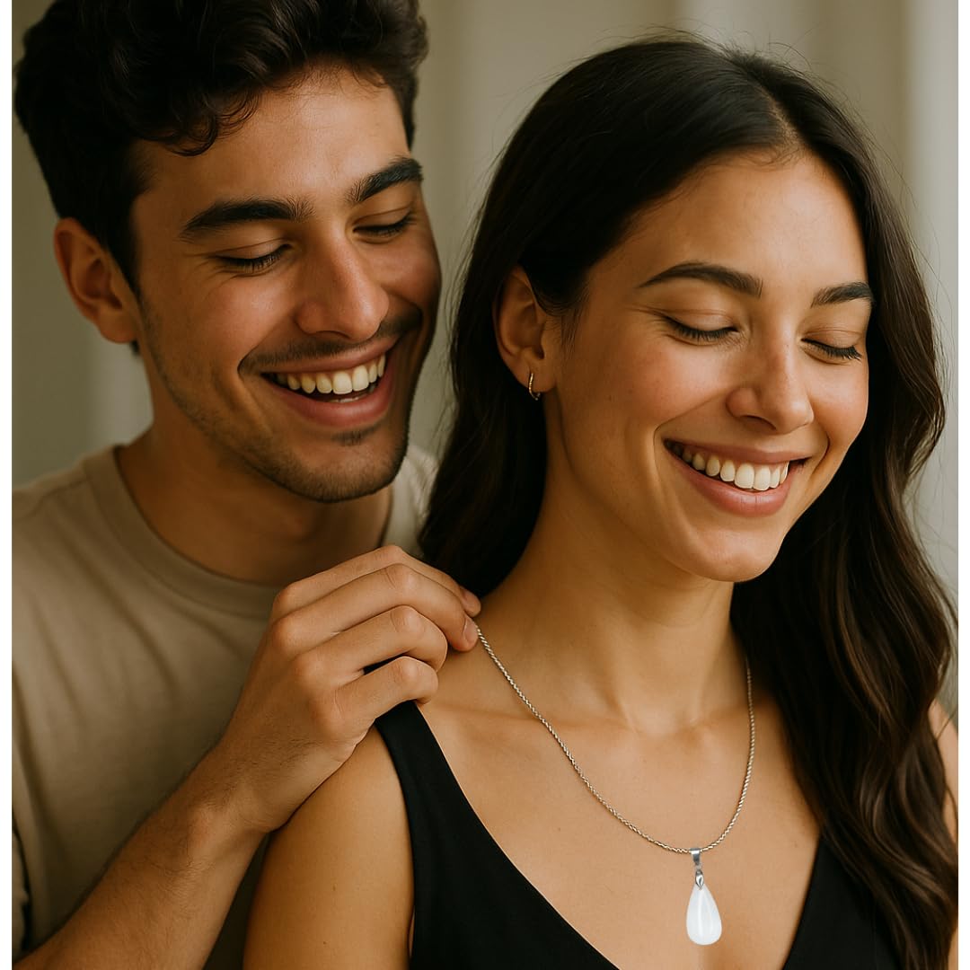 Pendentif Goutte Quartz Blanc Laiteux Naturel – Pierre de Pureté & Clarté Intérieure – Bijou Énergétique Unisexe – Lithothérapie, Méditation & Bien-Être
