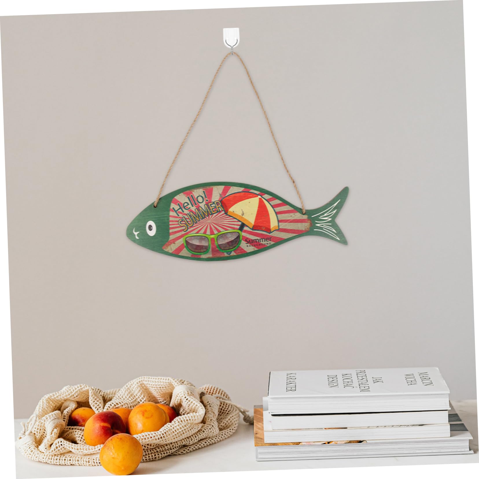 Amazon.co.jp: GARVALON 魚の木の装飾品 装飾的な魚の飾り 玄関の花輪