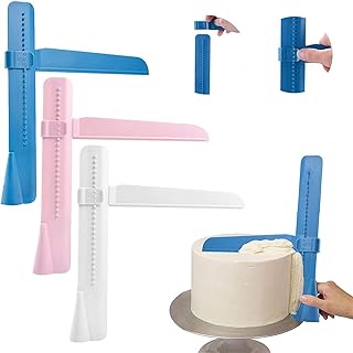 Grattoir À Gâteau Fondant Réglable Outil De Lissage Fondant Réglable Grattoir À Gâteau Réglable Plastique Spatule À Fondant Réglable Racloir À Gâteau Bords Racloir À Cake Cake Scraper, 3 Pièces