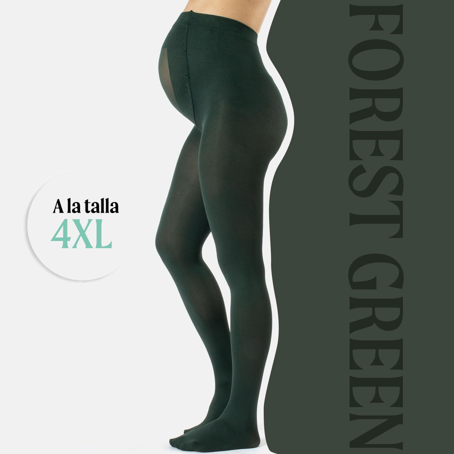 CALZITALY Medias Invernales Premama, Panty Para Futura Mama, 100 DEN | Negro, Amarillo, Naranja, Verde, Rosa | S, M, L, XL, XXL, 3XL, 4XL | Calcetería Italiana (S, Verde Botella)