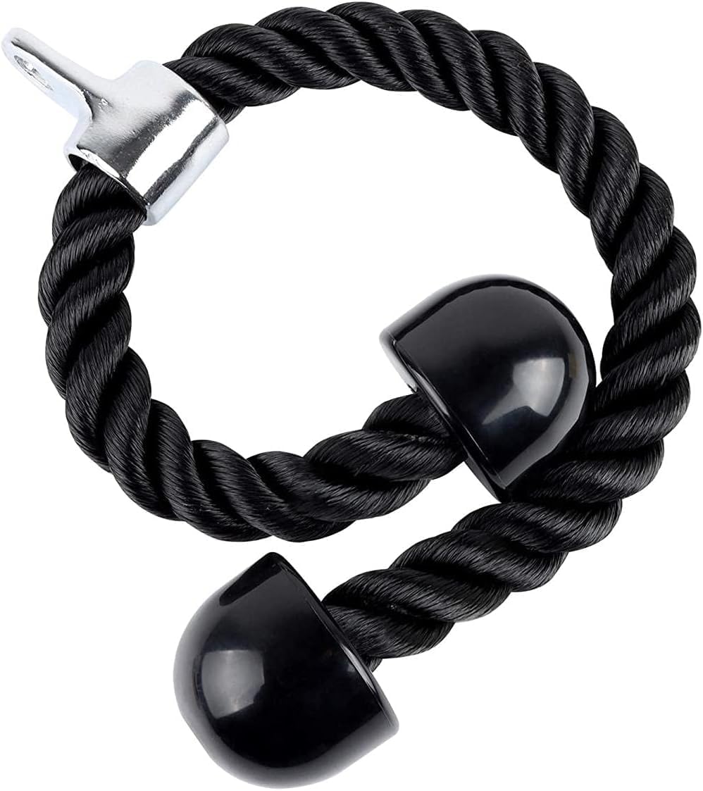 Gym Cable Attachment- 27 Inch, Triceps/Biceps Rope, Strength Training Bodybuilding Cable, Push Pull Down Cord Tricep Rope