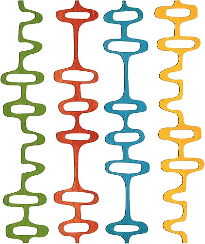 Wenqik Paquete de 8 paneles de pared modernos de mediados de siglo, decoración de pared geométricos abstractos de madera grandes para interiores,