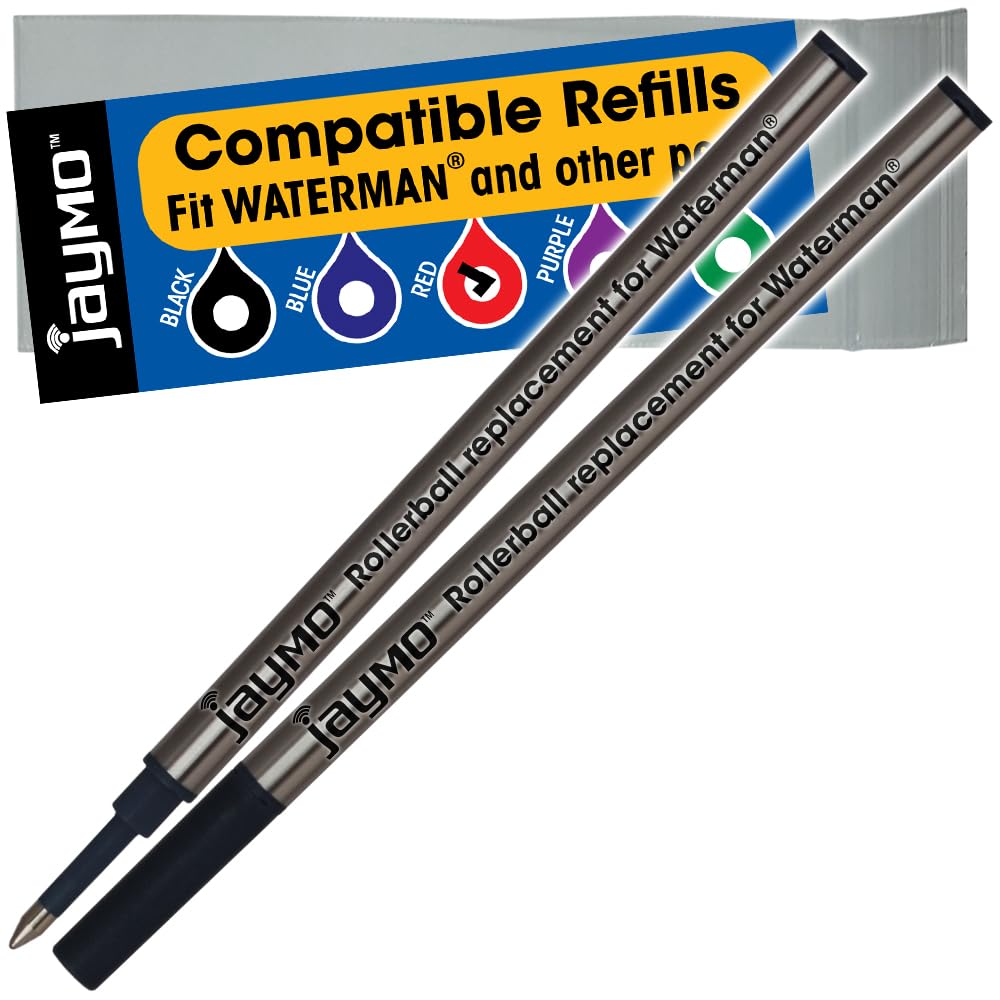 Jaymo Replacement for Waterman 540951/540961 and Schmidt 5888 - Measures 4.3 in / 109 mm Long - Rollerball Pen Refill - 2 Red