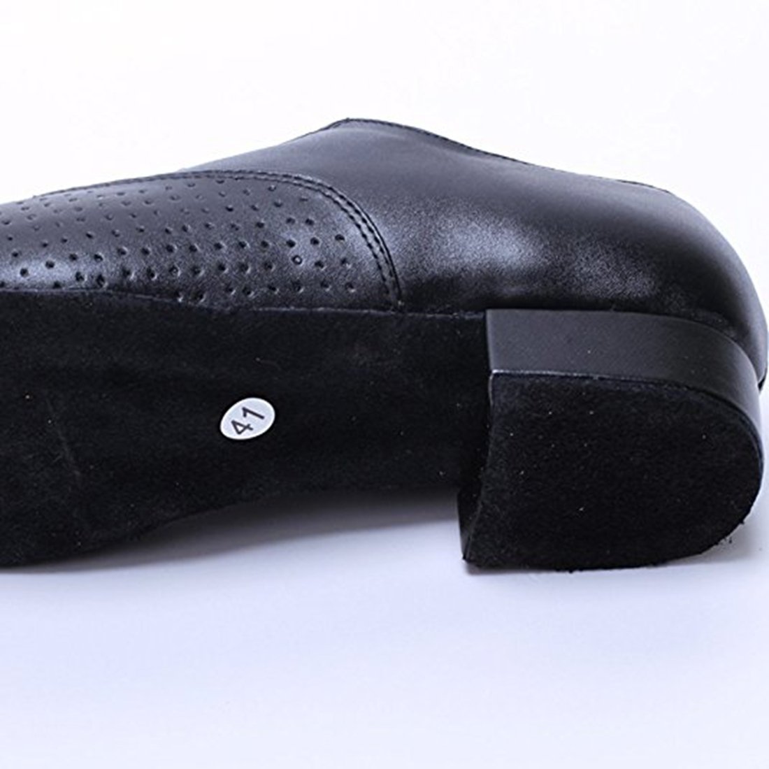 TDA Mens Round Toe Black Leather Modern Salsa Tango Ballroom Latin Wedding Party Dance Shoes 7.5 M US