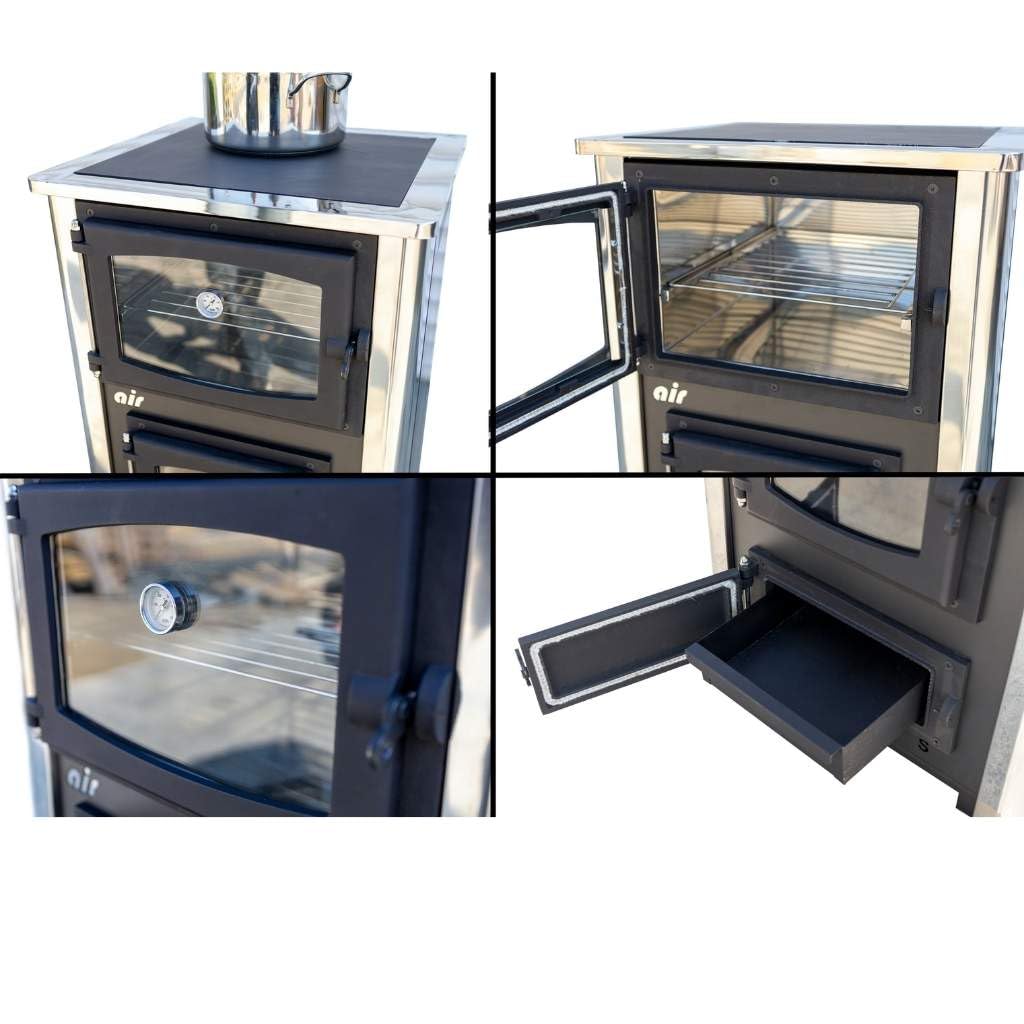 Kaminofen mit Backfach und Herdplatte ABC Concept 2 Air Mini Mehrfachbelegung Holzofen 10 kW Kamin Ofen Holz Werkstattofen Schwedenofen Hüttenofen Heizofen Holzofen