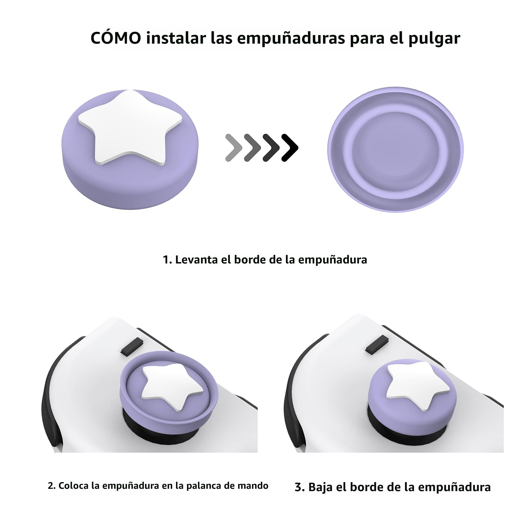 PlayVital Agarres para Pulgar para Nintendo Switch Joycon, Tapas de Joystick de Silicona, Thumb Grips para Switch/OLED/Lite, Protectores de Thumbstick (Oso Gordito & Conejito)