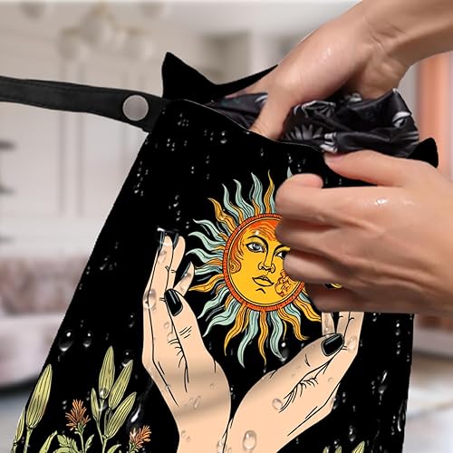 Miniatura 2 de Paquete de 4 bolsas húmedas bohemias para regalo de bruja, impermeable, reutilizable, para traje de baño, pañal, sol, luna, estrella, mariposa,
