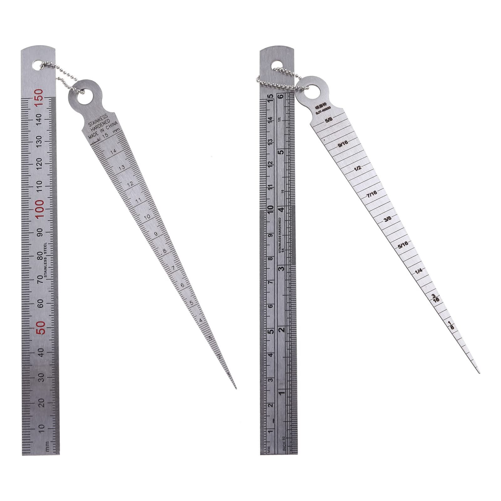 kobeIeen Stainless Steel Taper Test Welding Taper for Gauge Depth Ruler Hole Inspection Tool 2 Pieces 1-15mm 1-
