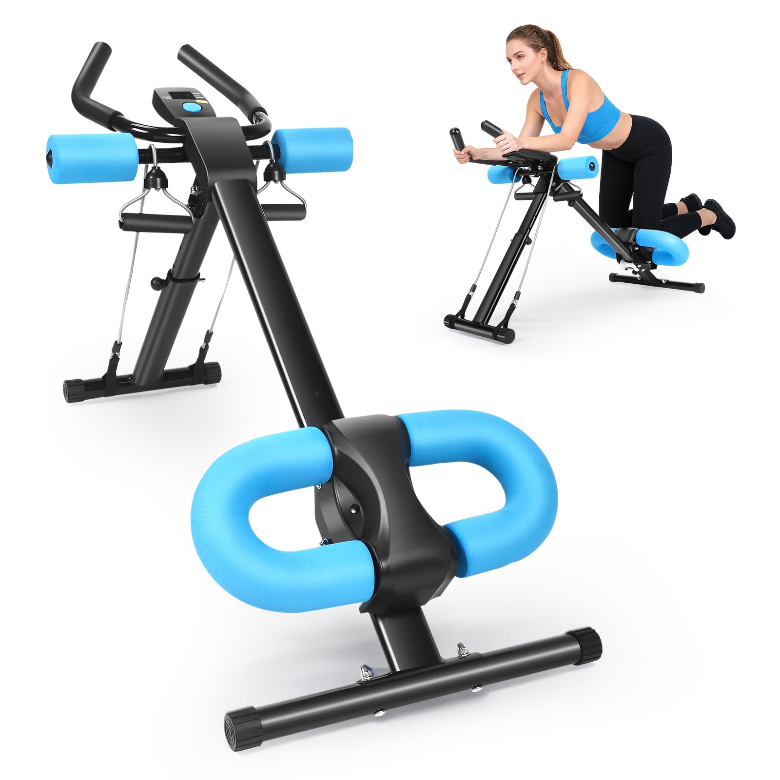Bauchmuskeltrainer für Zuhause, 3 Einstellbare Winkel & 5 Höheneinstellungen/150kg Belastbarkeit, Ausgestattet mit LCD-Bildschirm, Multifunktionales Ganzkörper-Trainingsgerät