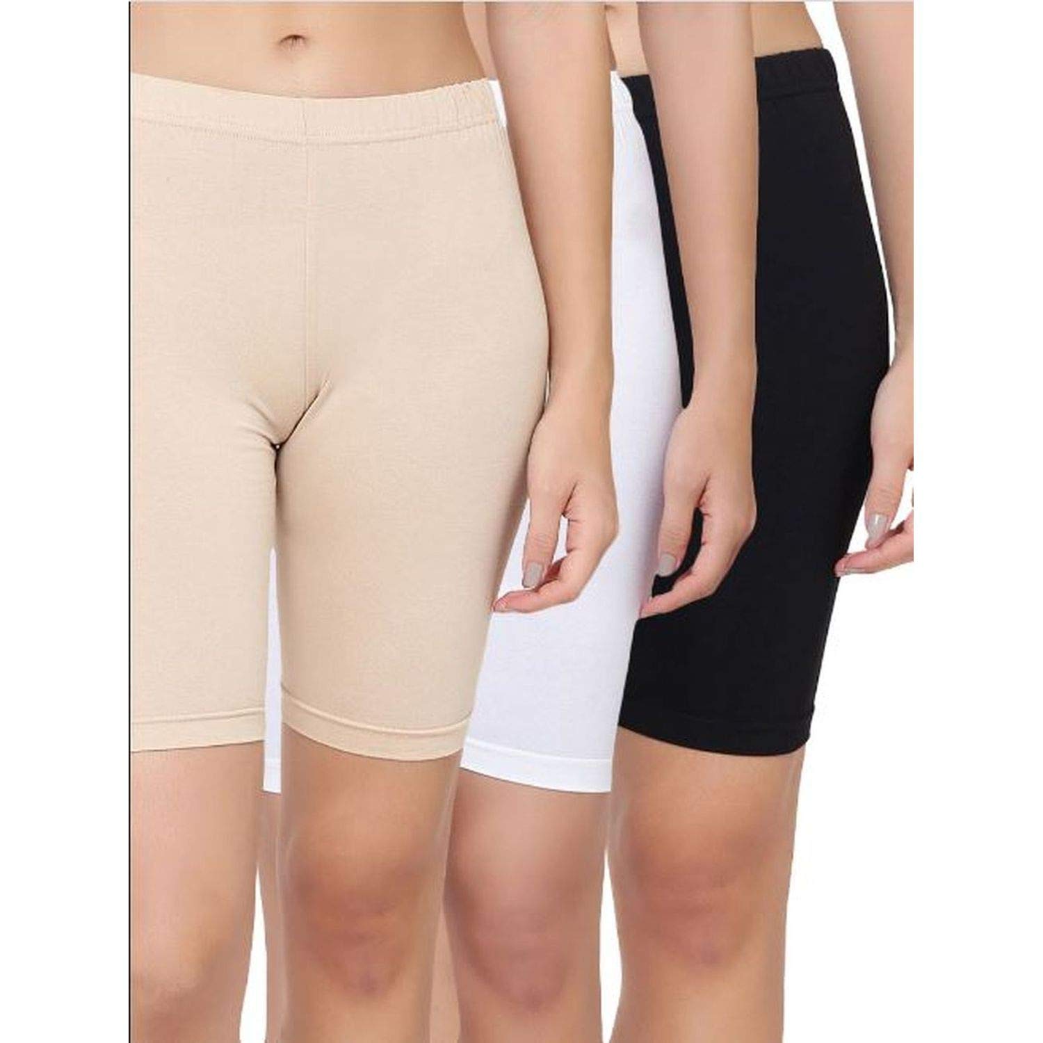 aquazzura Stretchable Spandex Soft Cotton Lycra White Skin Black Underpants Boy Shorts - Pack of 3 Shorts-picture-37