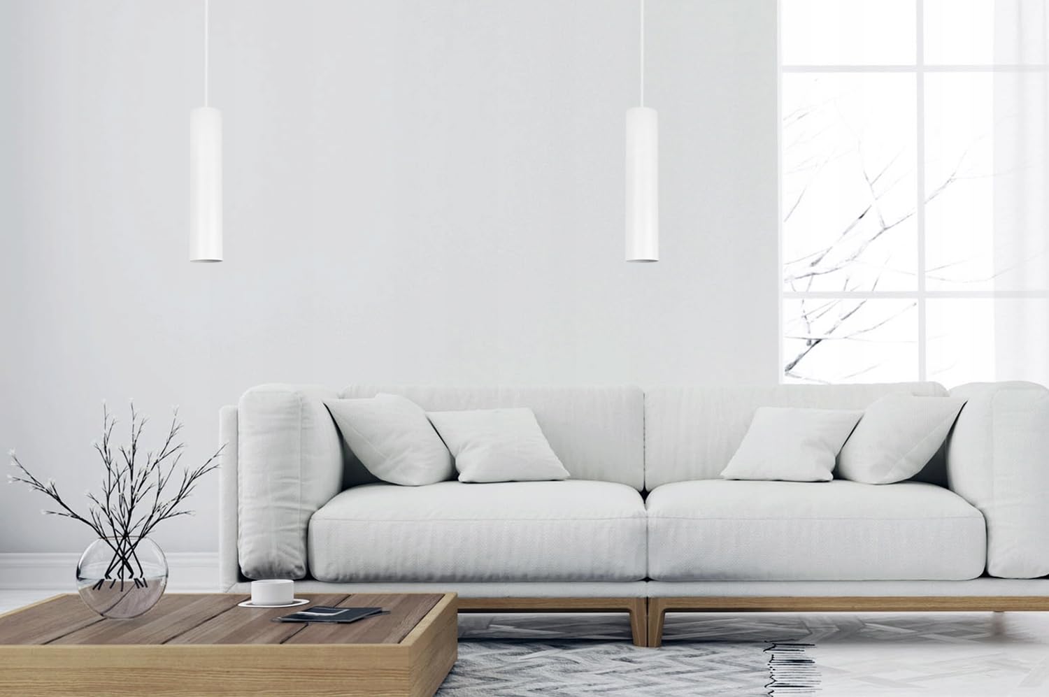 Light-Home Tuba lampa sufitowa wisząca - Nowoczesny żyrandol na sufit do sypialni salonu i kuchni w stylu loft - na 1 żarówkę GU10 - metalowy klosz biały