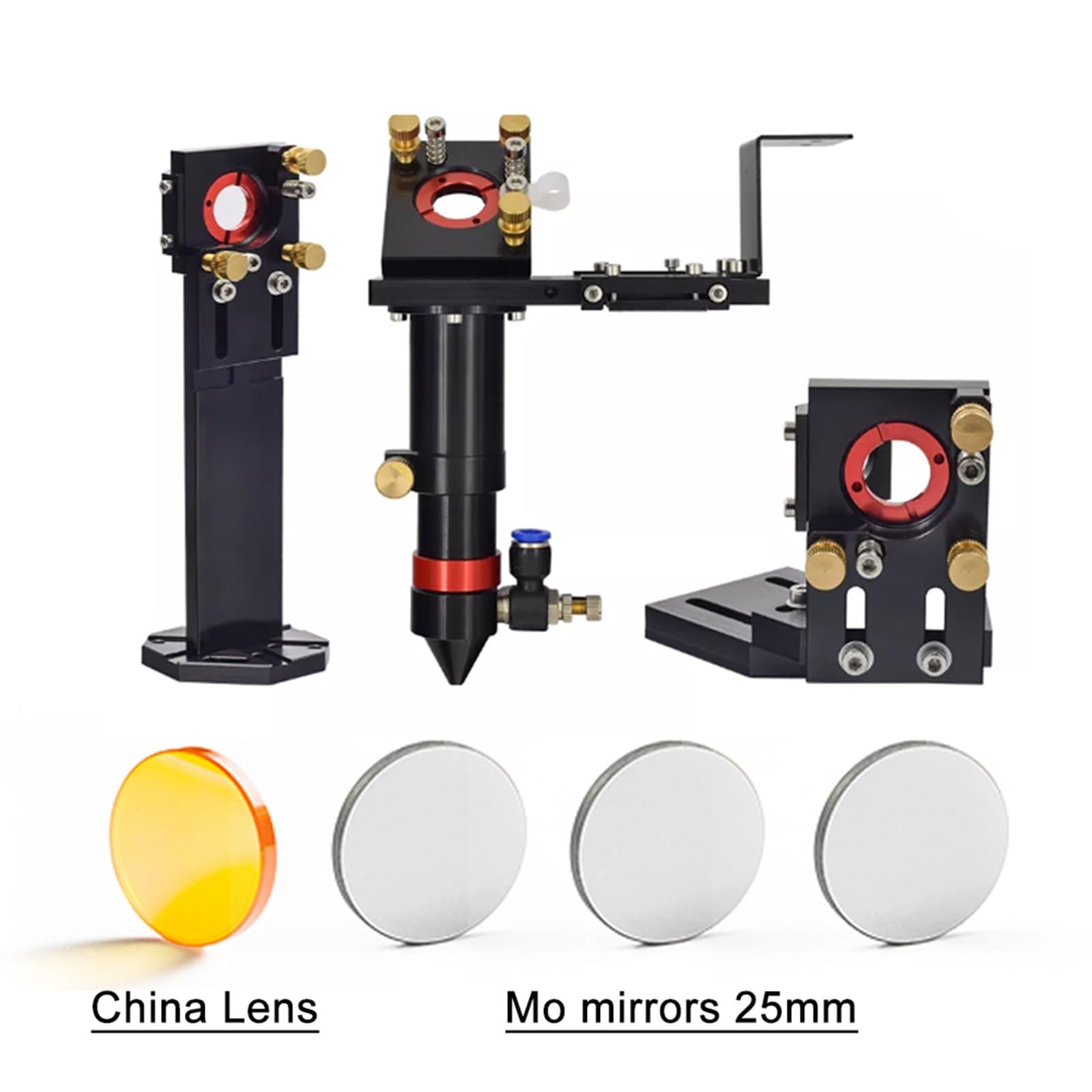 Co2 Laser Head Set 50.8/63.5/101.6mm Dia.20mm Focusing Lens+3 Pcs 25mm Mirrors for Laser Engraver Cutting Machine(Head Set with Lens M,D20 FL.50.8mm)