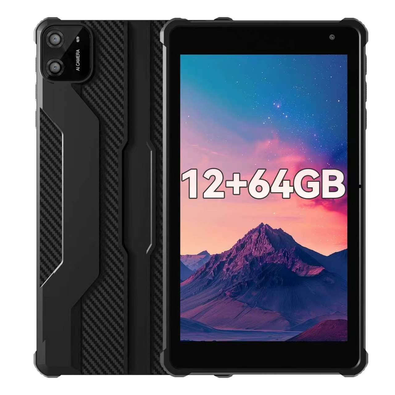 PRITOM 7-Zoll-Tablet mit Android, 12 GB RAM, 64 GB (erweiterbar auf 1 TB), Tablet-PC, Bluetooth, Dual-Kamera, WLAN, tragbarer Mini-Tablet-PC mit schwarzer Hülle