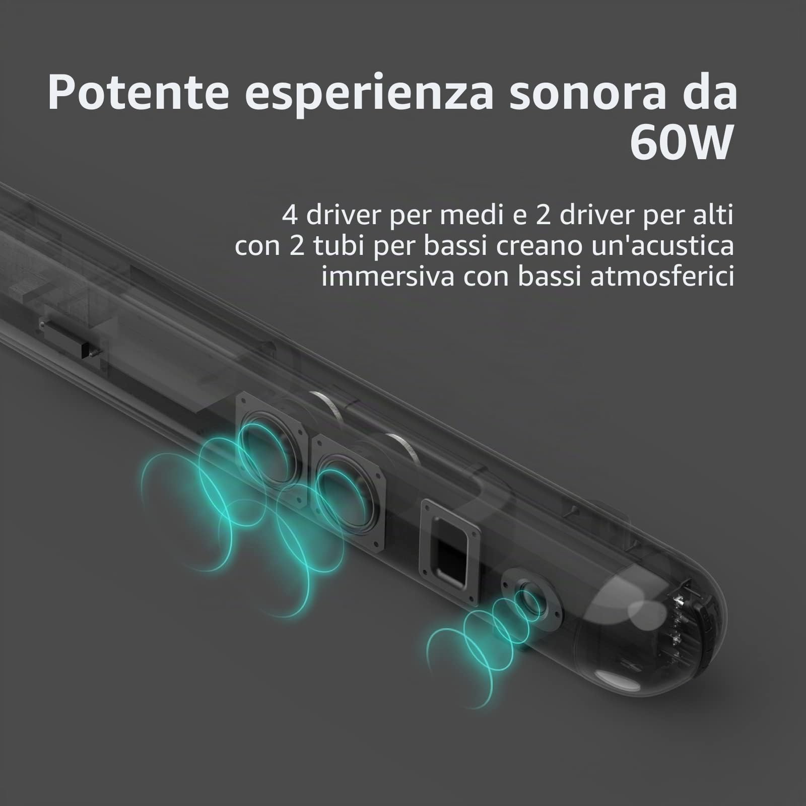 Sound Bar per TV, Soundbar Bluetooth con Dolby Surround, USB HDMI, AUX e Ottica per Home Theater, Barra Soundbar TV, Altoparlante Estéreo, Altoparlanti Potenti da 60 W, Barra Cassa Audio per Casa