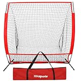 BBBuy 5' X 5 ' Portable Baseball Net Softball Outdoor Sports Training Net w/Carry Bag,Metal Frame Ground Stakes, for Batting Hitting and Pitching Practice for All Skill Levels