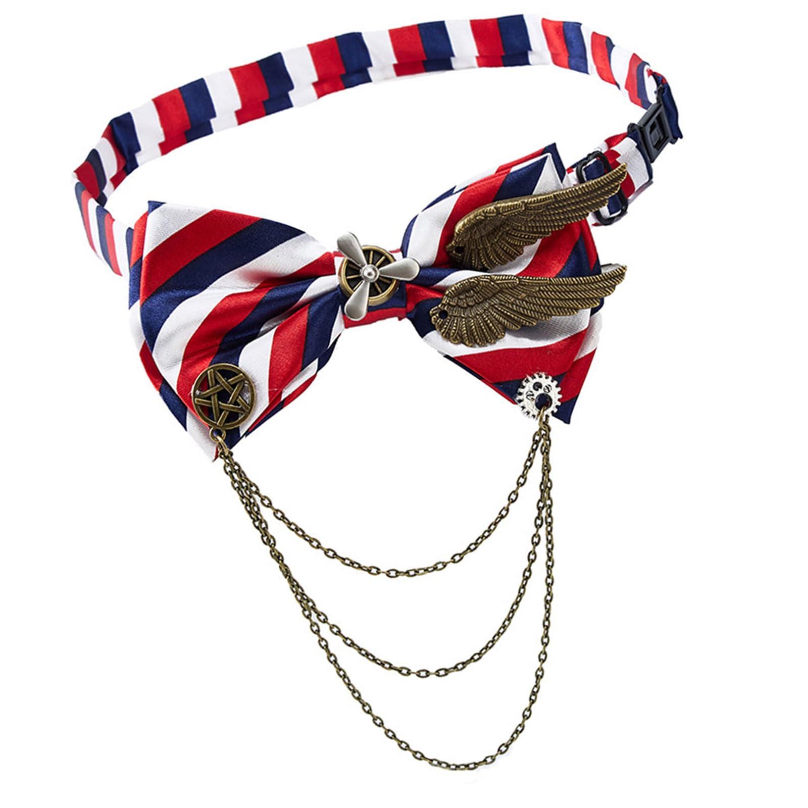Wayfadacc Adjustable Metal Gear Necktie With Fringed Tassels Steampunk Cosplay Bowtie For Unisex Daily Wear Punk Party Accessory