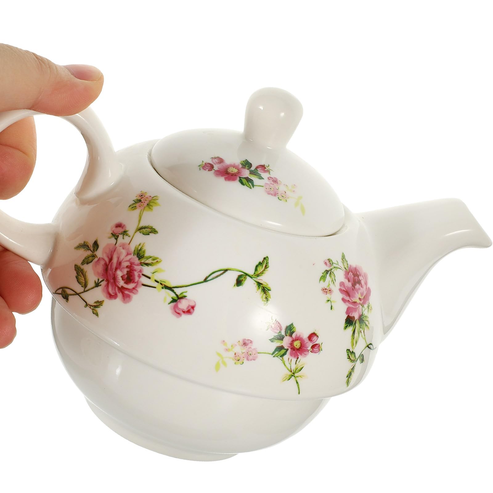 Service à Thé en Céramique 1 Set, Théière avec Tasses pour Maison | Style Antique Élégant, Capacité Théière 480ml et Tasse 350ml, Blanc, Pratique pour Voyage et Détente