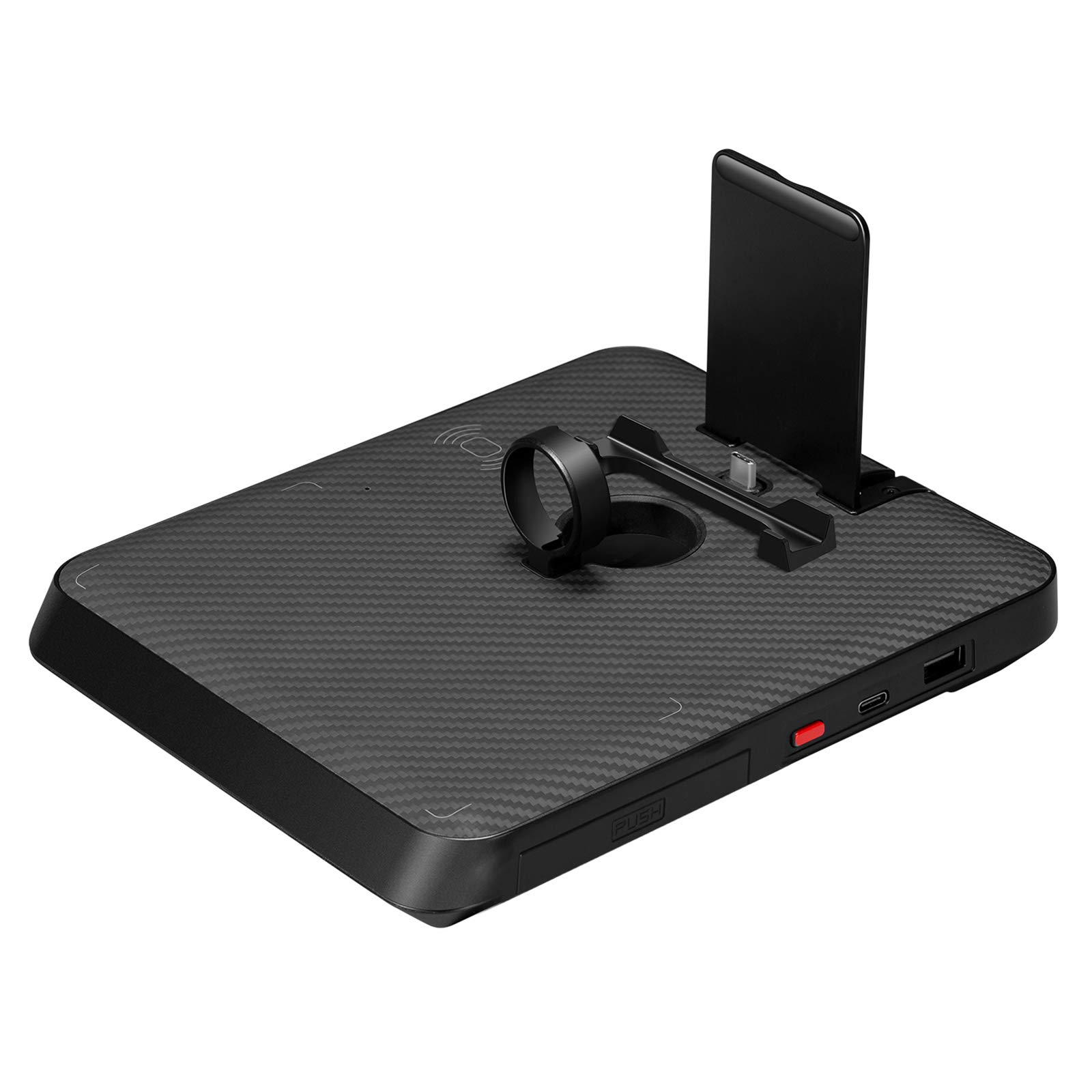 PITAKA 6-in-1 Wireless Charging Station, Dual-Port Connector Phone Charger Dock [Air Omni Lite] Crafted from Zinc Alloy and Aramid Fiber, Fast Charging Stand for Multiple Devices - Black