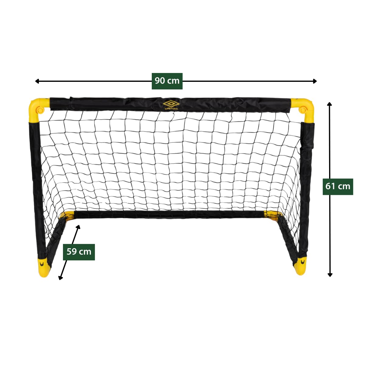 Umbro Fußballtor - Fussballtor 90 x 59 x 61 cm - Faltbares fußball Tor - Fussballtore für Garten Kinder und Erwachsene - Fussball Trainingszubehör für Innen und Außen - Metall - Schwarz/Gelb