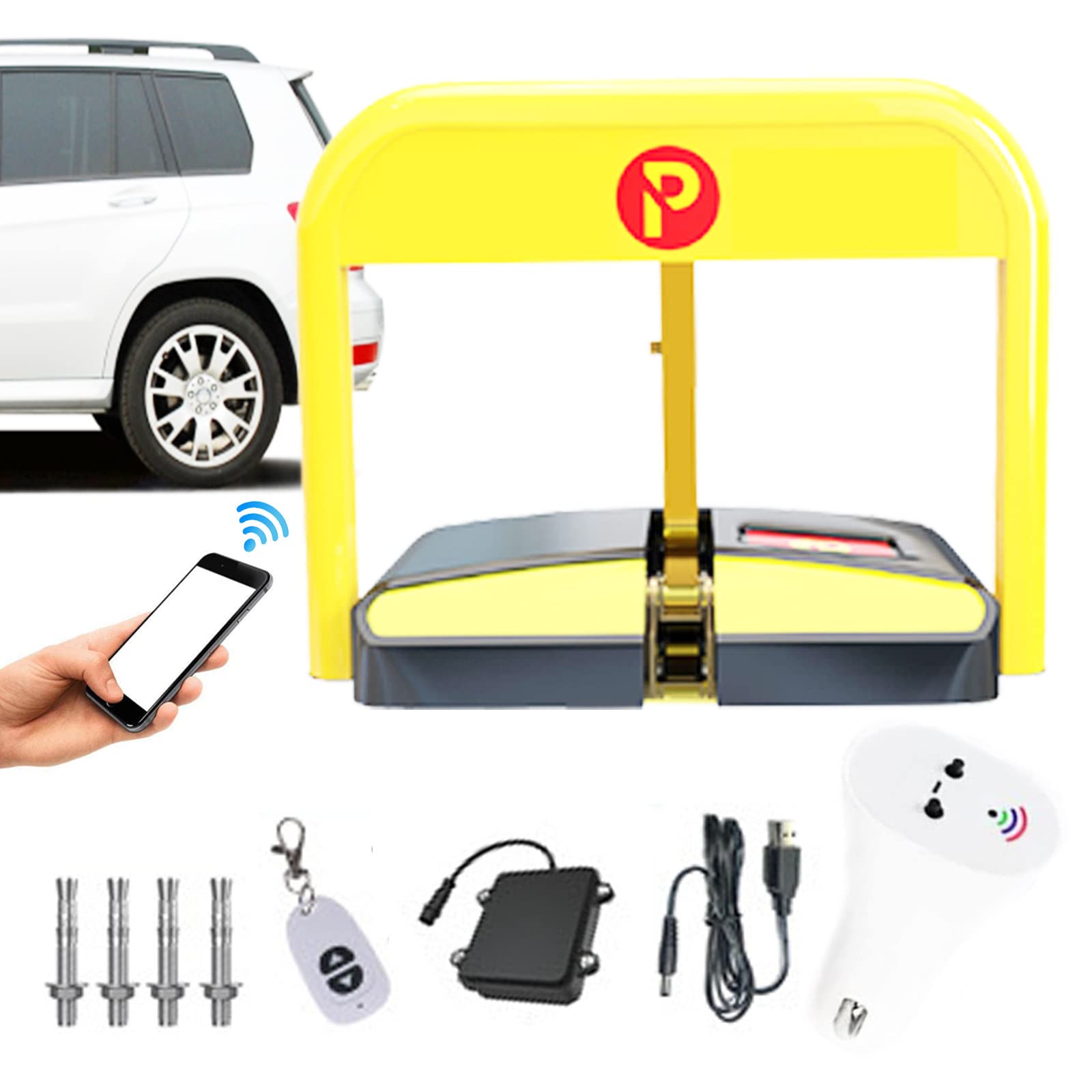 SaryEdge Automatic Remote Control Parking Lock, Parking Space Lock With Night Reflective Function, IP68 Waterproof, Folding Parking Barrier Manual Parking Space Lock Manual P,