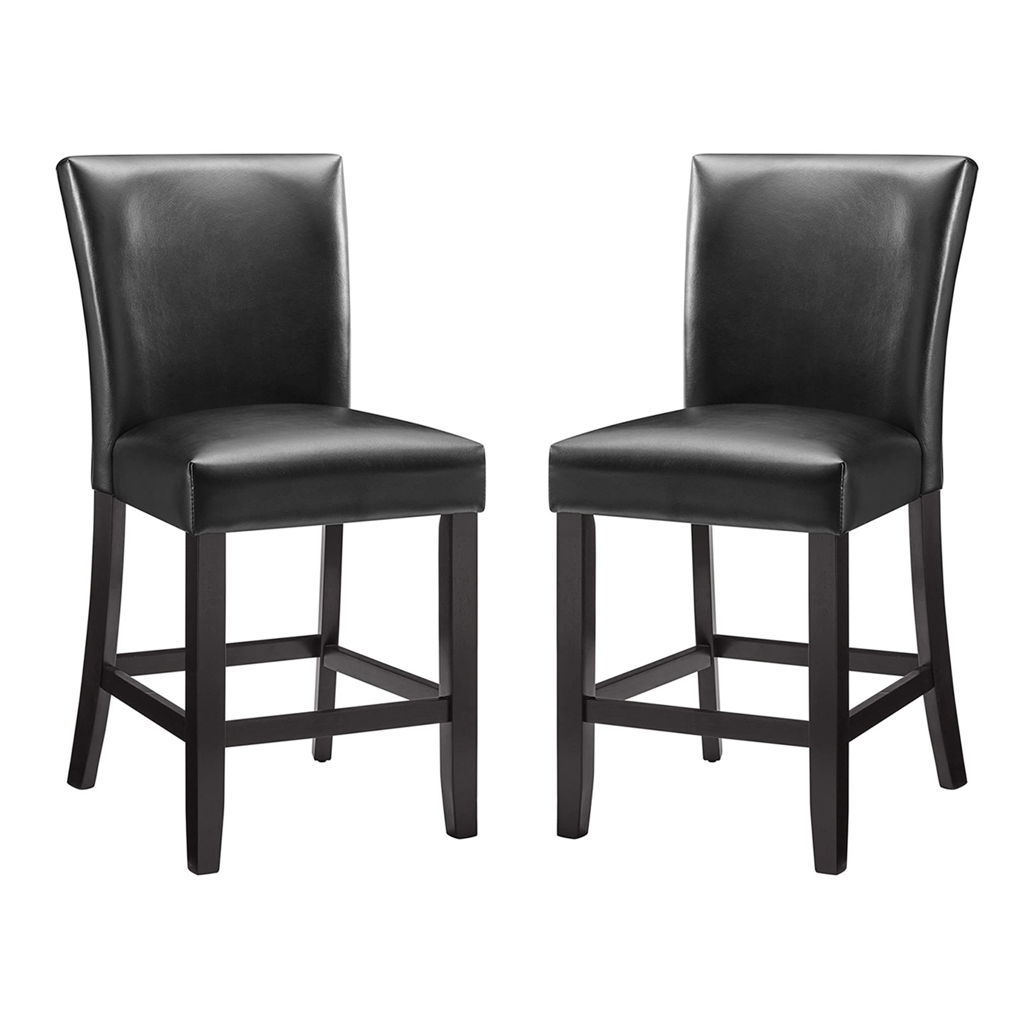 MODERION Counter Bar Stools Set of 2, Solid Wood Bar Chairs, Holds Up to 250 Lbs, 40”H Dinning Chairs with Waterproof Surface, Fuax Leather, Upholstered Stools for Kitchen Restaurant Black ZBY1331BK