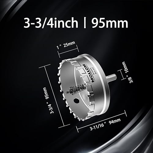Miniatura 24 de Mollom Sierra perforadora de carburo resistente (2-1/2 pulgadas 2.520 in) con 2 brocas piloto, corte de agujeros de acero inoxidable, acero suave