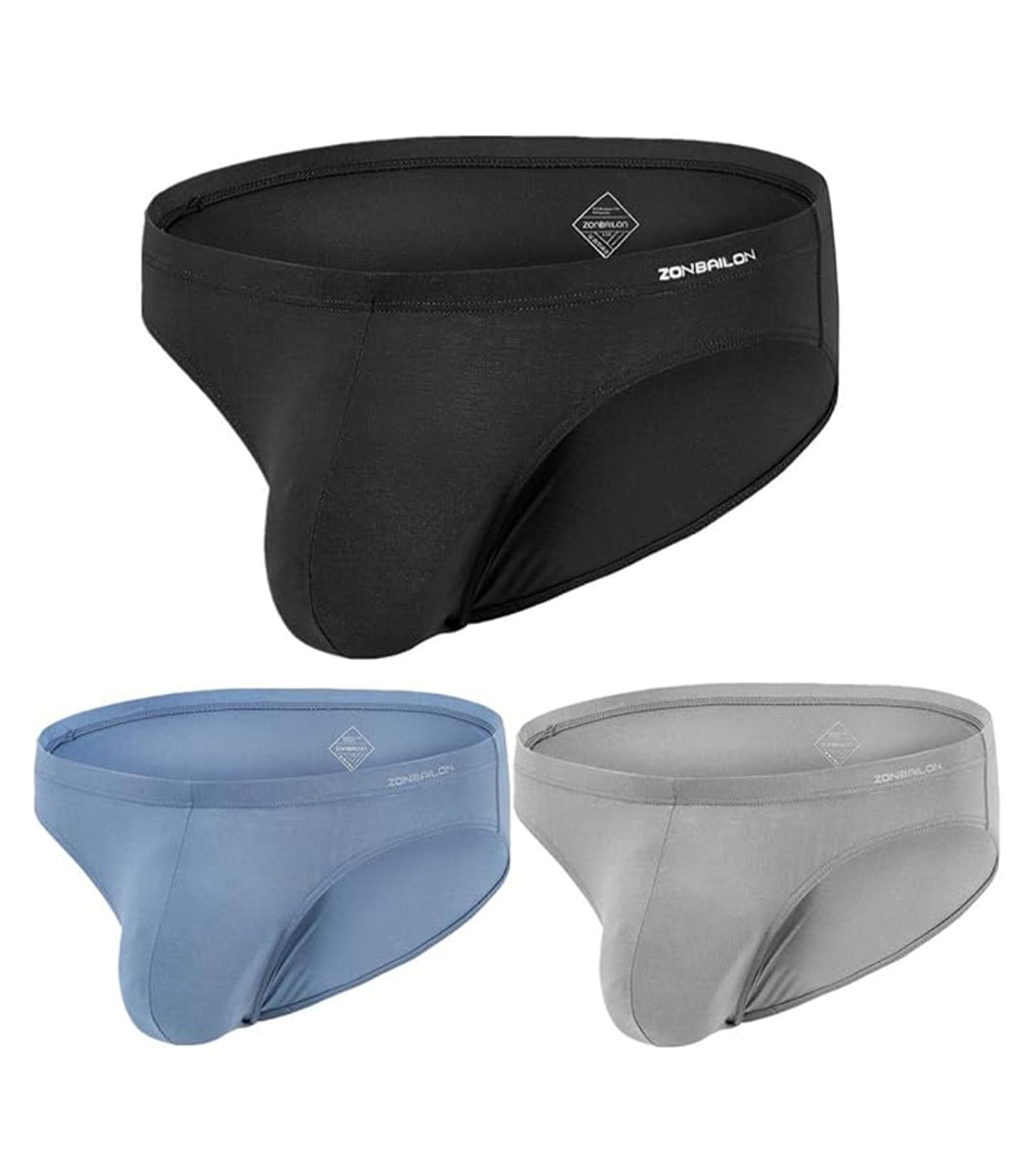 ZONBAILONMens Bulge Enhancing Underwear Briefs with Ball Pouch Sexy Low Rise Soft Bamboo