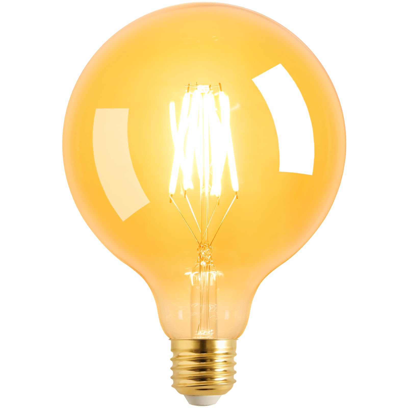 Terafeels Edison Bulb E27, 6W, 2700K Warm White Glow, Dimmable, Amber Glass, G125 Large Vintage LED Bulb for Lamp, Decoration