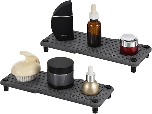 uxcell Organizador de fregadero seco instantáneo, bandeja de fregadero de piedra de secado rápido, bandeja de piedra absorbente de agua con patas de