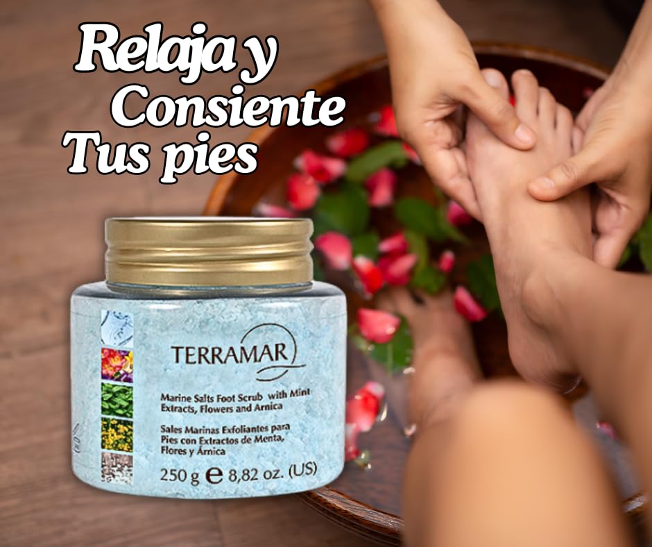 2 Productos para pies: Gel humectante y Sales Marinas para Pies con Ingredientes Naturales de Terramar Brands