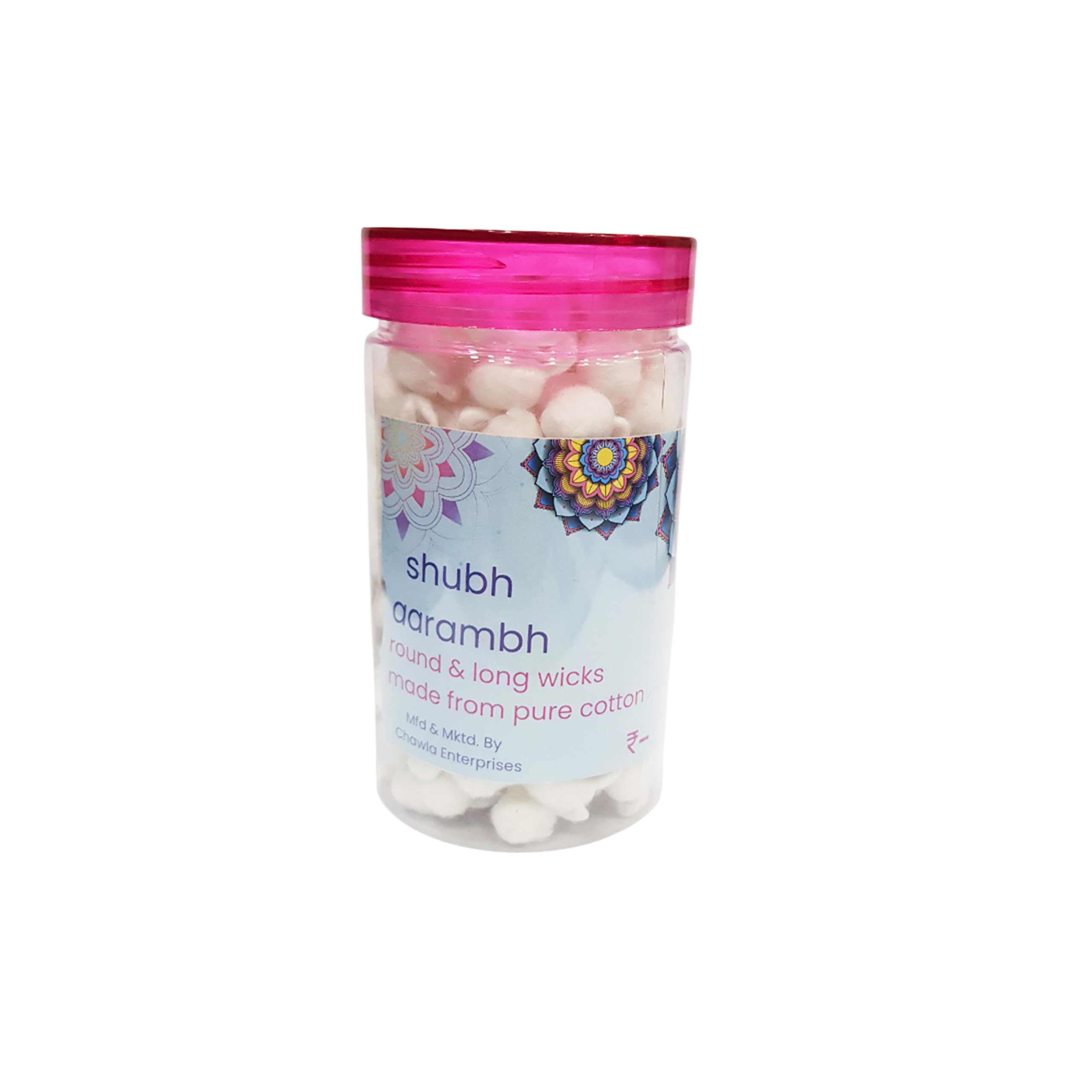Shubh Aarambh Pure Cotton Round Wicks rui batti for Pooja aarti Daily Temple Pooja Meditation and Spiritual seesions and Diwali Diya Decorations in Reusable Pet Jar with Pink Lid-image-18