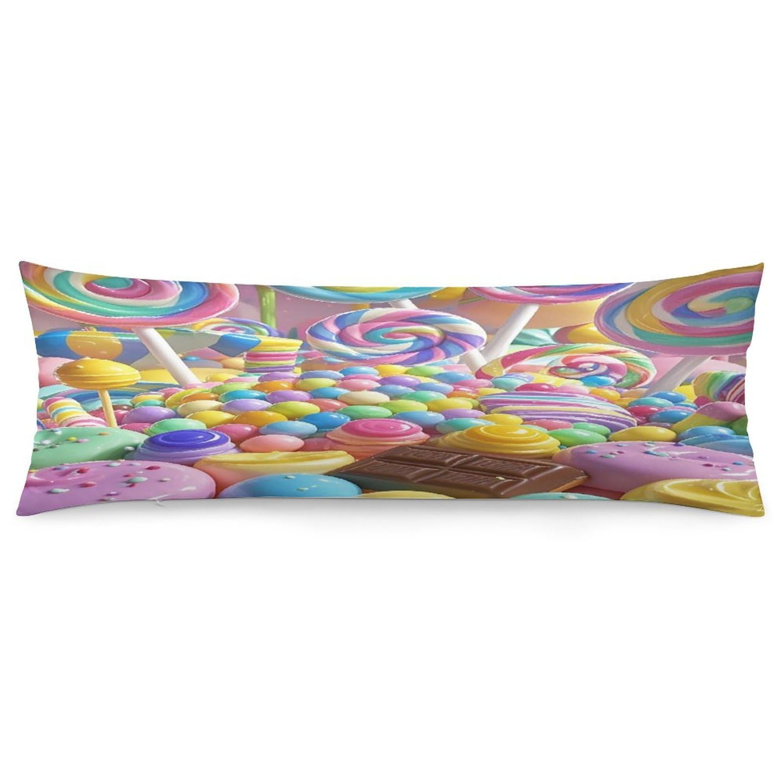 Candy Pillowcase Decorative Long Body Pillow Case Soft Breathable Body Pillow Cover Modern Large Pillowcase Cute Body Pillow Pillowcases for Bedroom Couch 18.9 X 53 Inch