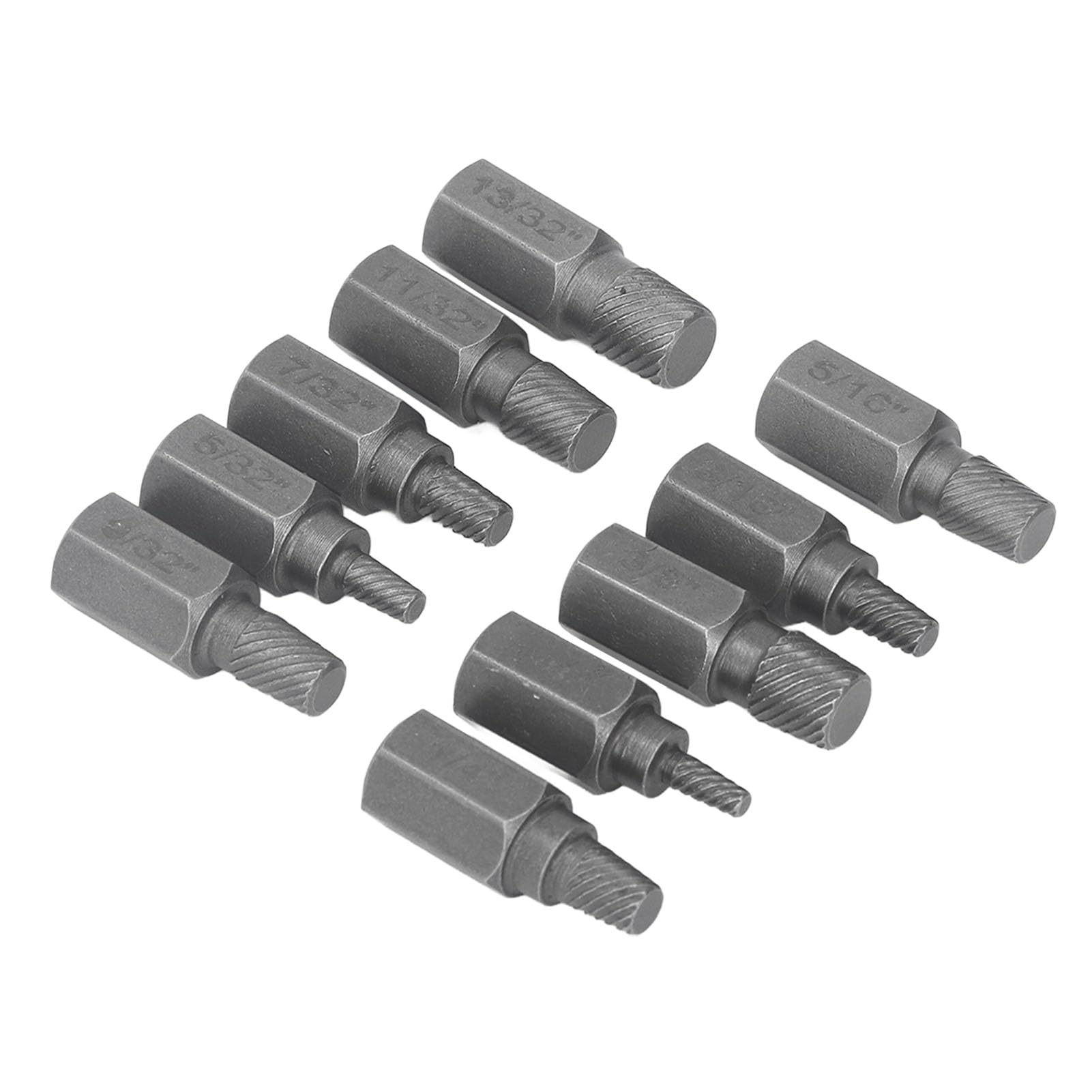 Juego de 10 extractores de Tornillos Pelados, Herramienta para Quitar Tuercas y Pernos de Acero, Perno dañado de 1/4 a 9/32 Pulgadas para Quitar Tuercas y Pernos dañados