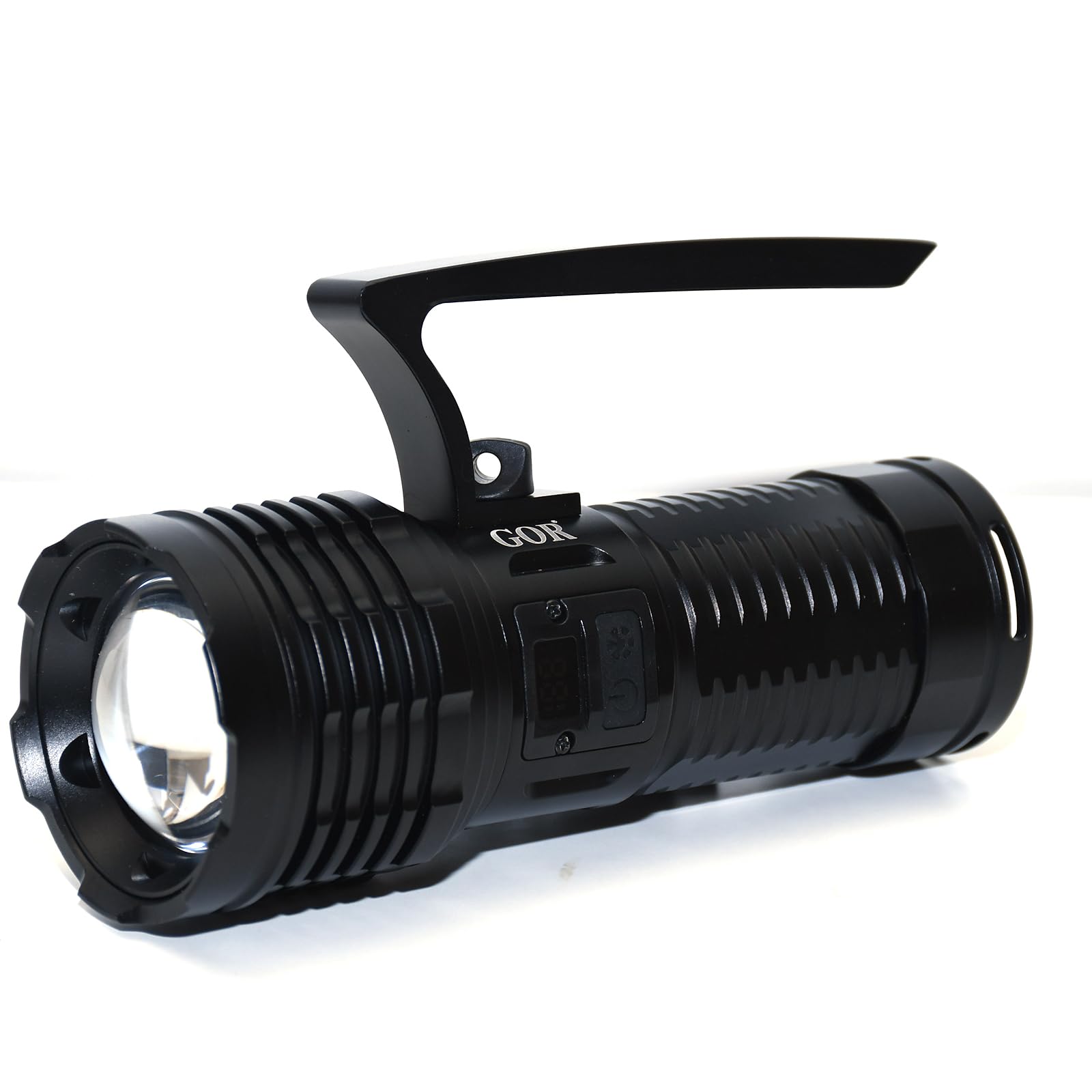 Spotter 60W White Laser Flashlight - 1800-2000 Lumens, Telescopic Zoom, IPX4 Waterproof, Digital Display, Aluminium Alloy Body