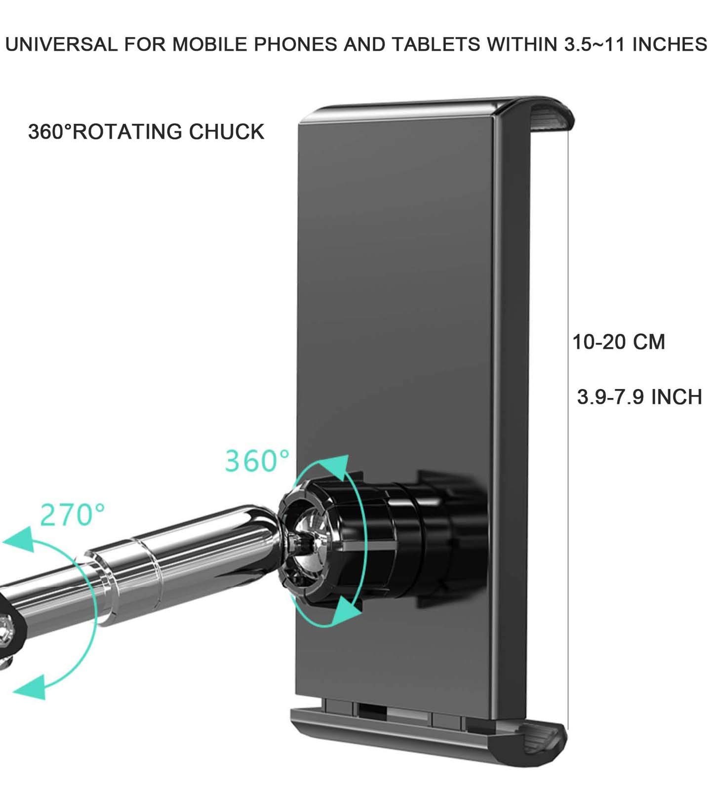 scosao Support de Sol pour Tablette avec Roues, Support pour Téléphone et Ipad Hauteur Réglable 28,3-59,4 Pouces, Universel pour Support Tablette Compatible avec Smartphone, 3,5-11 Pouces