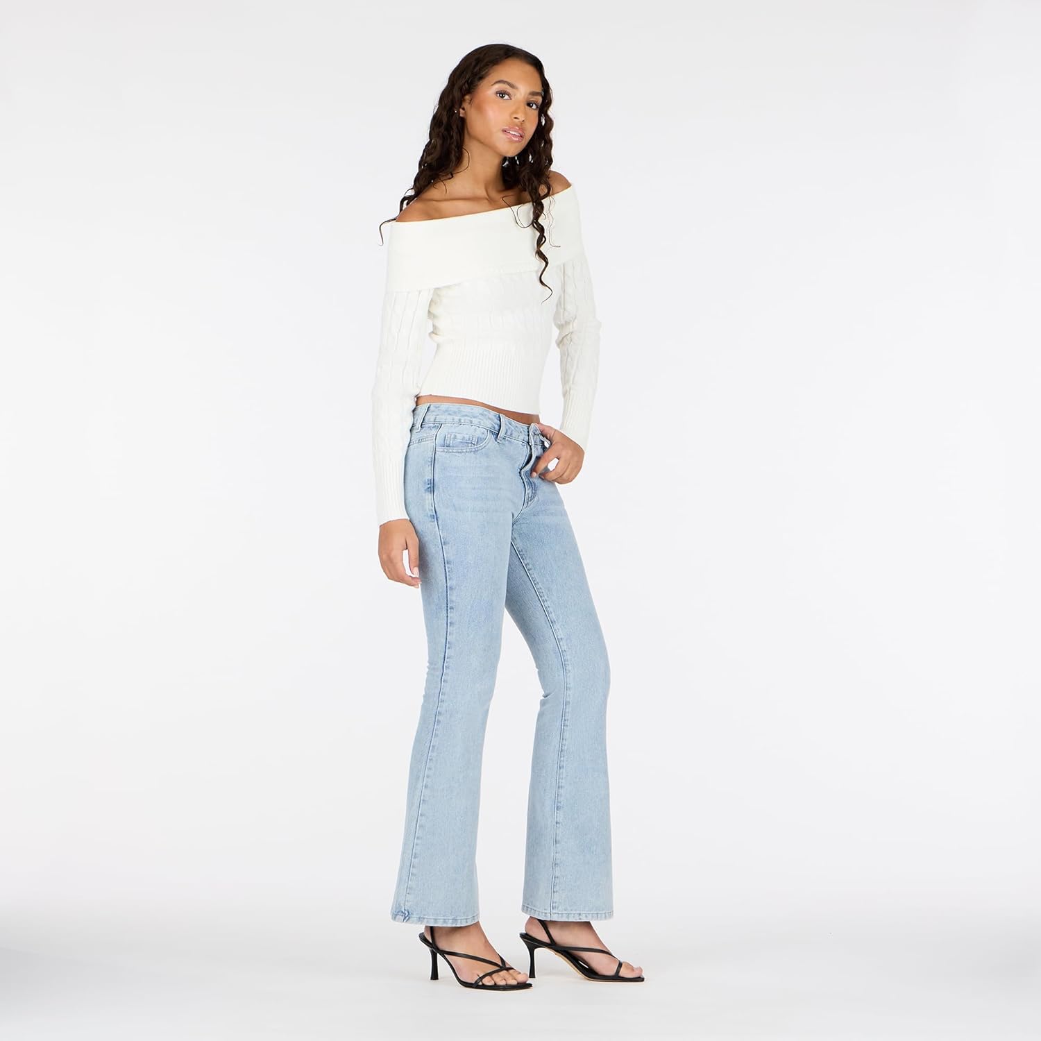 Forever 21 Womens Fold Over Off The Shoulder Sweater with Cable Knit Bottom - Image 3