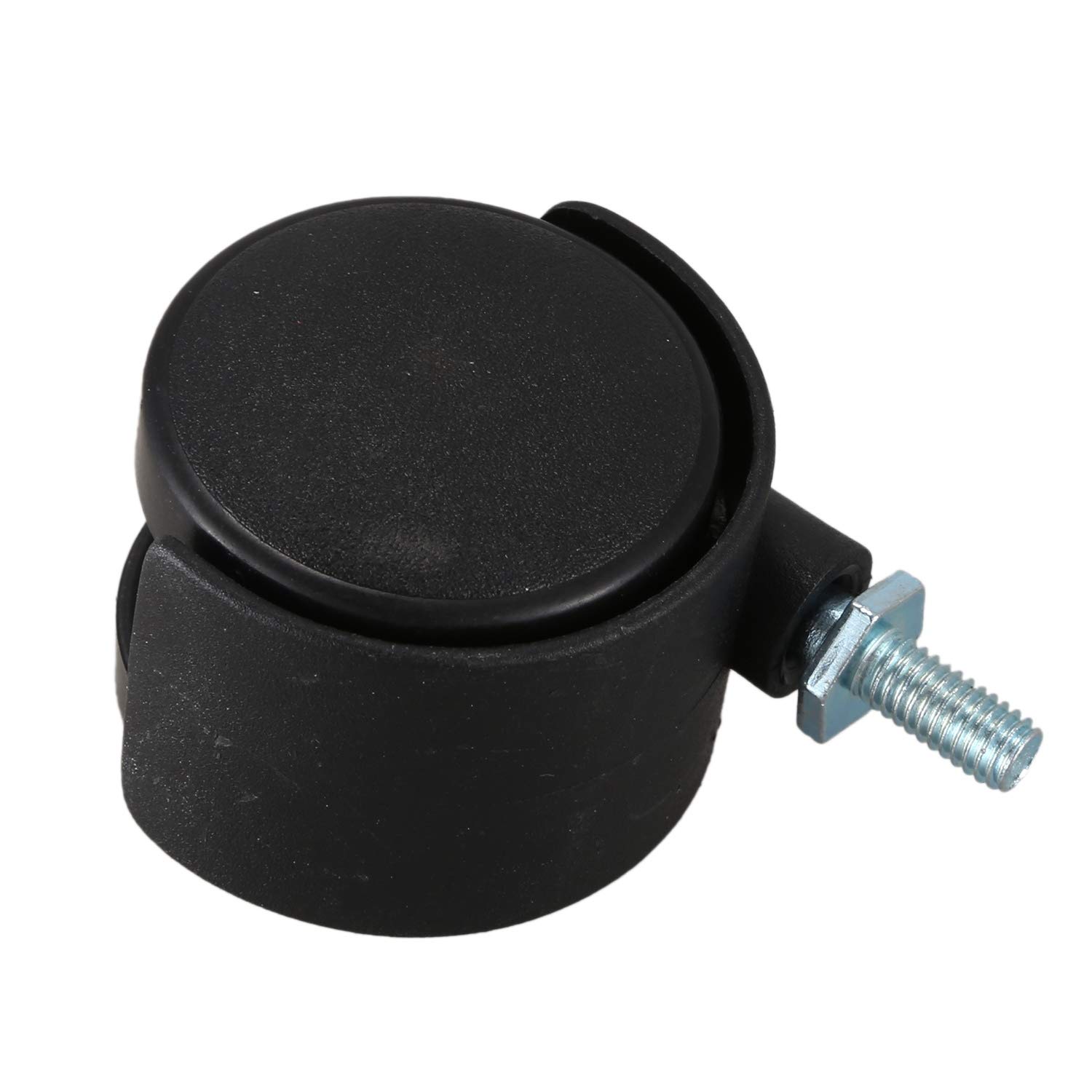 Drehbare Rolle mit Doppelrad, 6 mm Gewinde, 40 mm, Schwarz