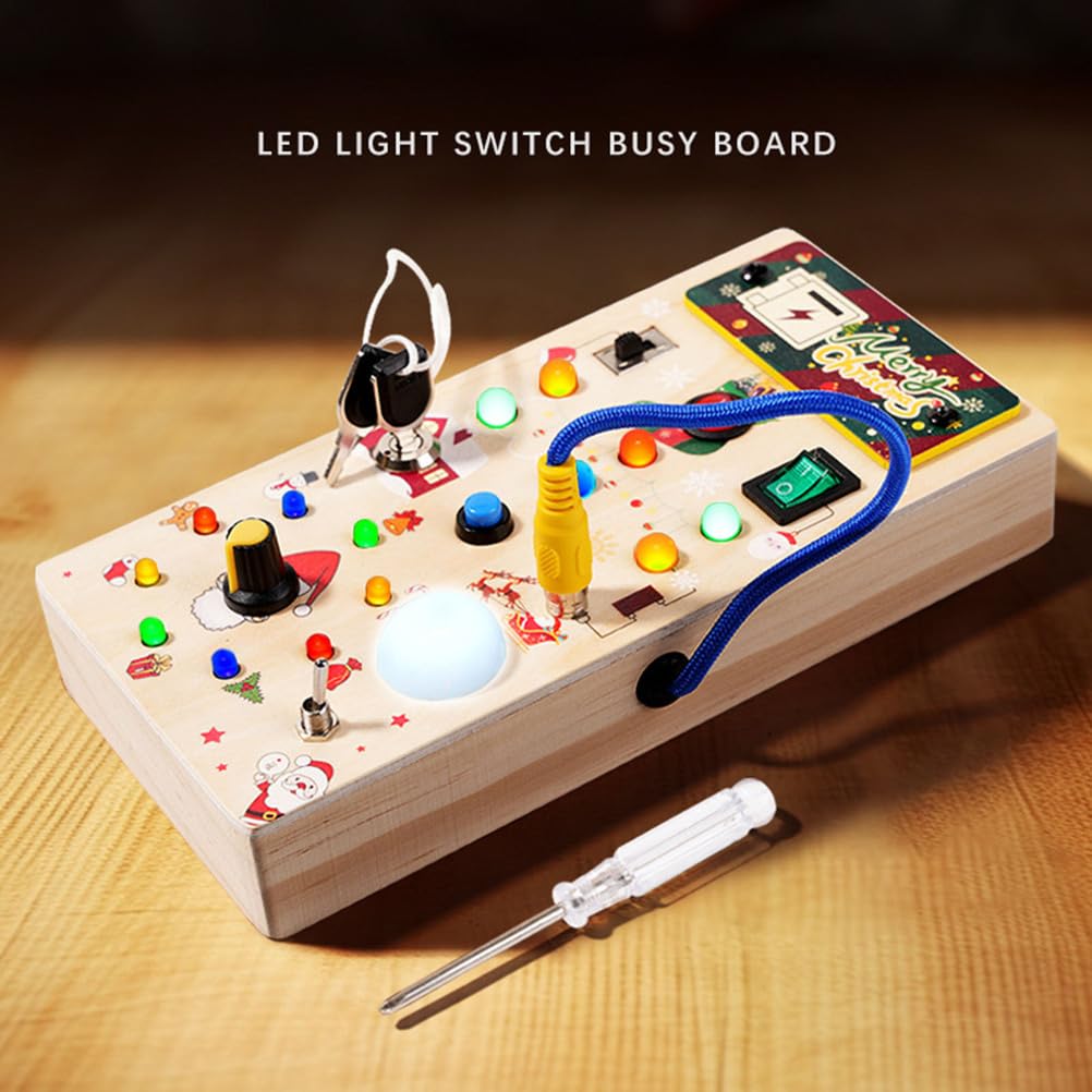 Montessori LED-Licht Beschäftigungsbrett, Holzschalter-Kontroll-Sensorikspielzeug, sensorisches Aktivitätsbrett