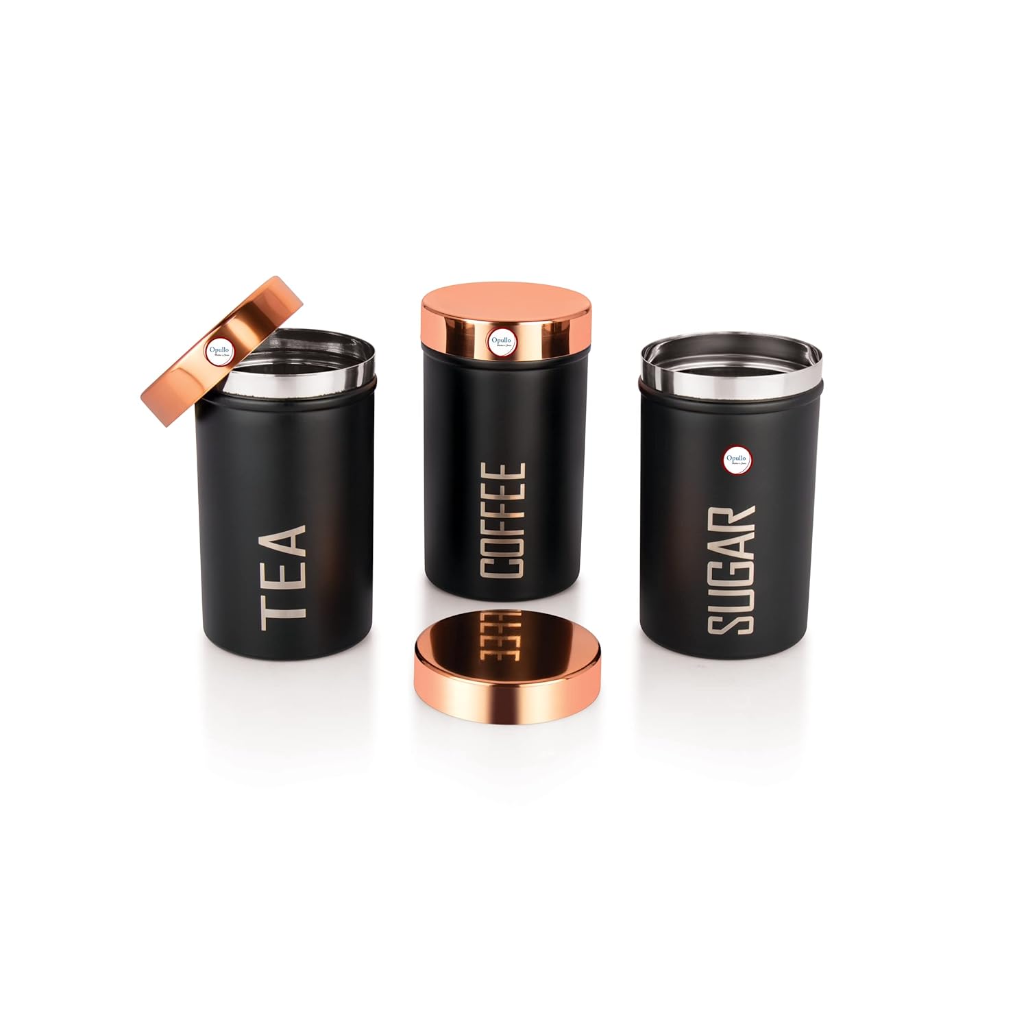 Opulo Mother’s Choice Tea Coffee Sugar Container Set | Coffee Tea Sugar Container Set | Chinese Tea Coffee Jar for Kitchen | Set of Stainless Steel Tea Coffee Chinese Cancer 3 | 500 grams, black Opulo Mother’s Choice Tea Coffee Sugar Container Set | Coffee Tea Sugar Container Set | Chinese Tea Coffee Jar for Kitchen | Set of Stainless Steel Tea Coffee Chinese Cancer 3 | 500 grams, black