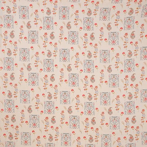 Image of Pure Cotton 220tc Flat Single Bedsheets for Summer Breathable | Wrinklefree (Size-60 X 90 Inch or 228 x 152 cm) with 1 Pillow Covers (Size-17 X 27 Inches, Beige & Green Flower)