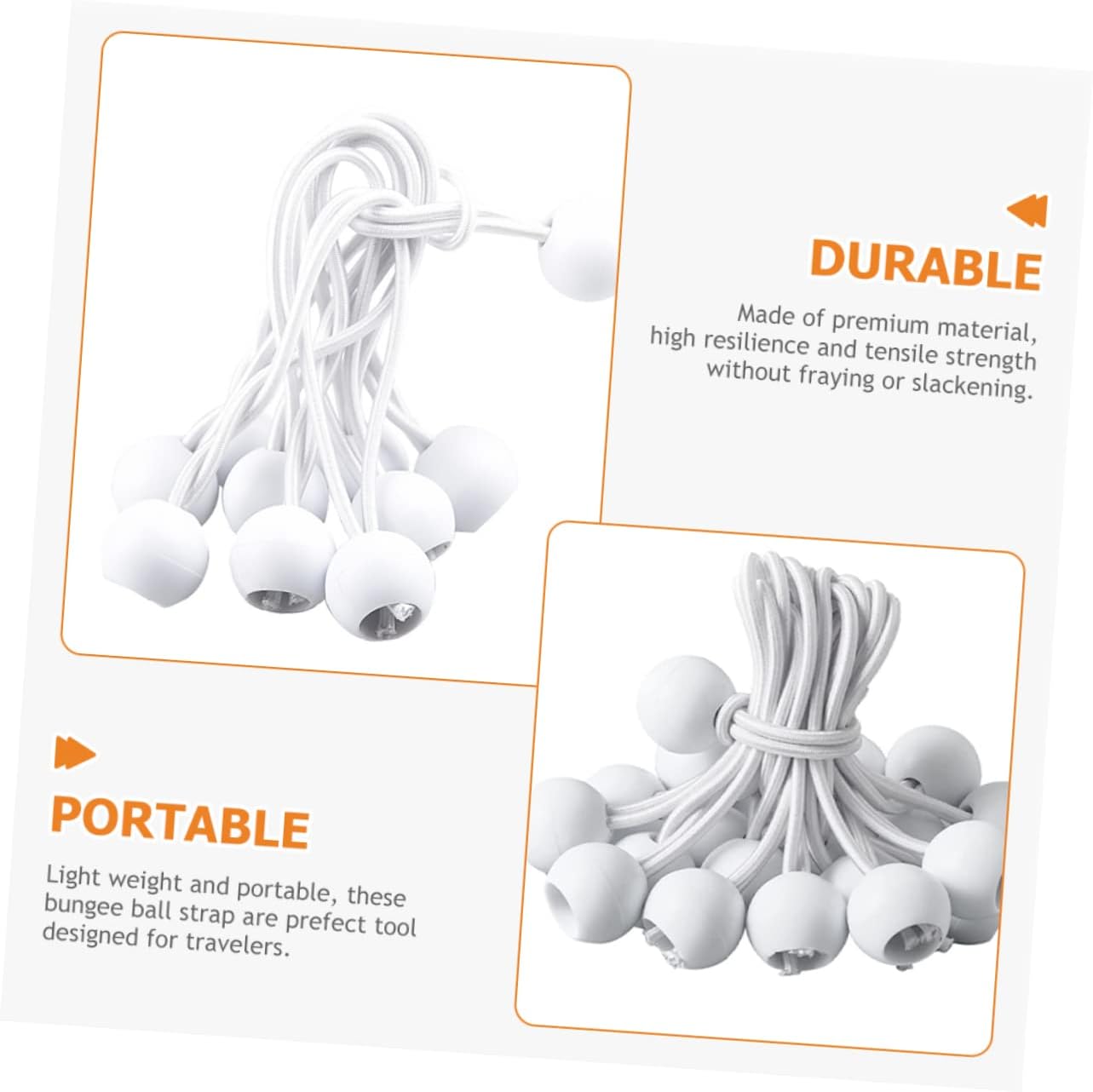 50pcs Tent Bungee Cord with Ball Durable Bungee Strap for Canopy Tarps Shelter High Strength Easy to Use for Outdoor Activities and Fishing Gear