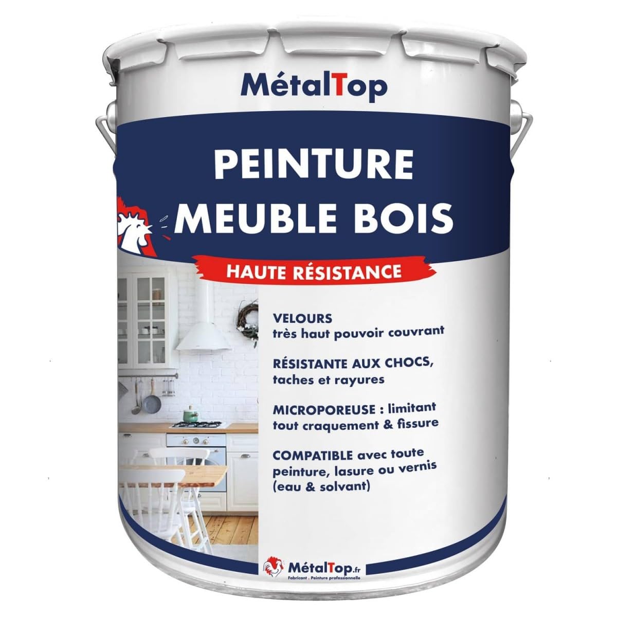 Metaltop - Peinture Meuble Bois - Gris fenêtre - RAL 7040-​1 L - Protège le bois contre les agressions quotidiennes
