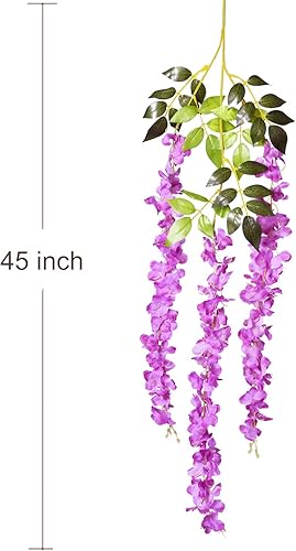 Miniatura 4 de Guirnalda de flores tipo glicinias artificiales de seda para colgar en el hogar, fiestas o bodas