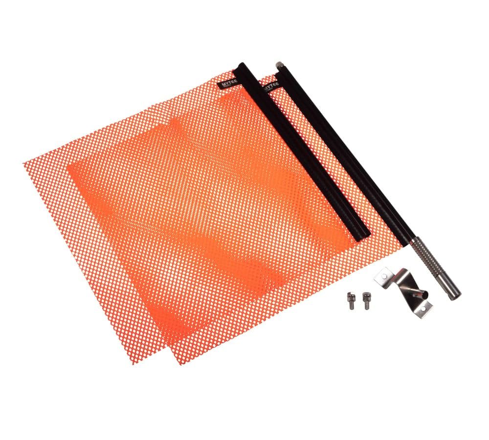 Mytee Products EZ Mount Warning Flag Orange 18" x 18" Mesh Safety Flag DOT Compliant | Spring Loaded Quick n Easy Disconnect
