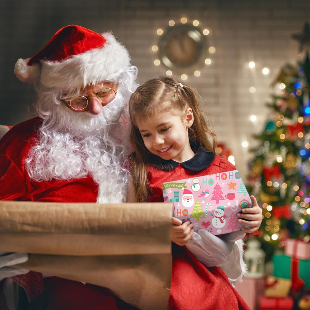 Retro cadeaupapier voor kinderen, inpakpapier meisjes, roze verjaardagspapier, tags en lint - België