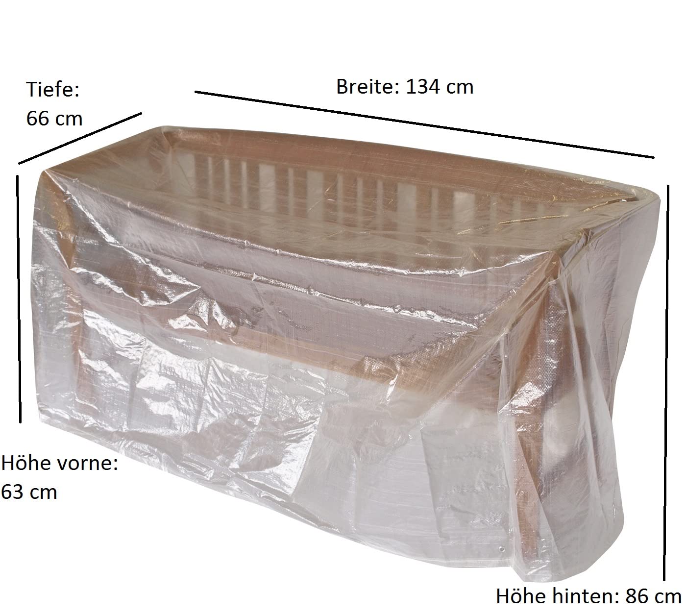 Funda para banco de 2 plazas, 134 cm, de PE transparente