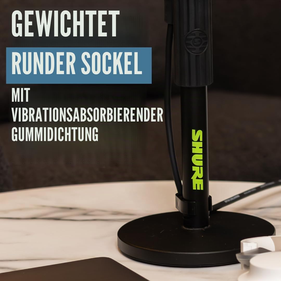 Shure by Gator Höhenverstellbarer Desktop-Mikrofonständer mit 6"-Rundsockel, schwarz (SH-DESKTOP1)